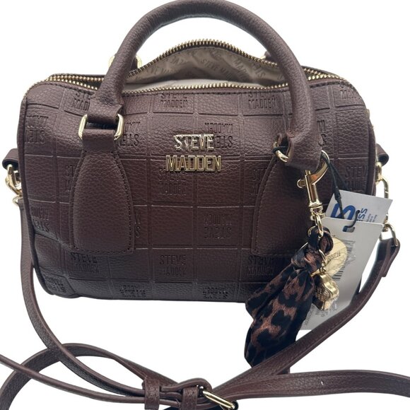 Steve Madden 10" x 7" x 5.5"  Embossed Brown Shoulder/Crossbody Bag - Picture 1 of 8